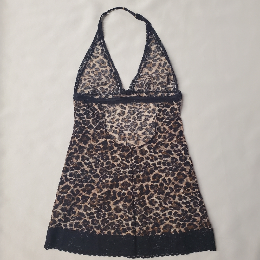 Victoria's Secret S Vintage Y2K "The Lacie" Cheetah Print Halter Chemise - Picture 3 of 5